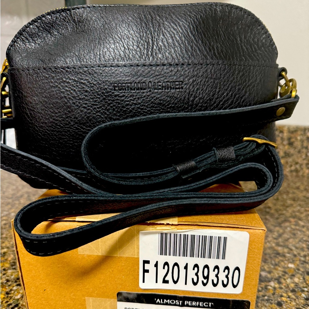 Portland Leather Eclipse Black Pebbled Leather New in Box